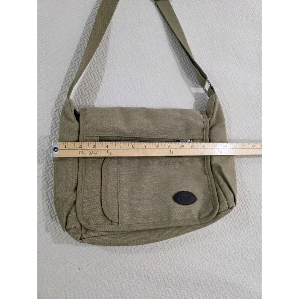 Fu Li Ma Vintage Khaki Canvas Messenger Bag Multi Pocket Crossbody Sling Satchel